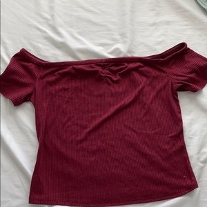 Off the shoulder red crop top